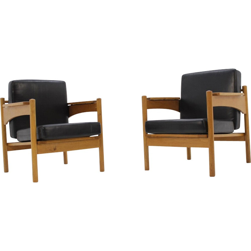 Pair of vintage Scandinavian armchairs by Krasna Jizba - 1970s 