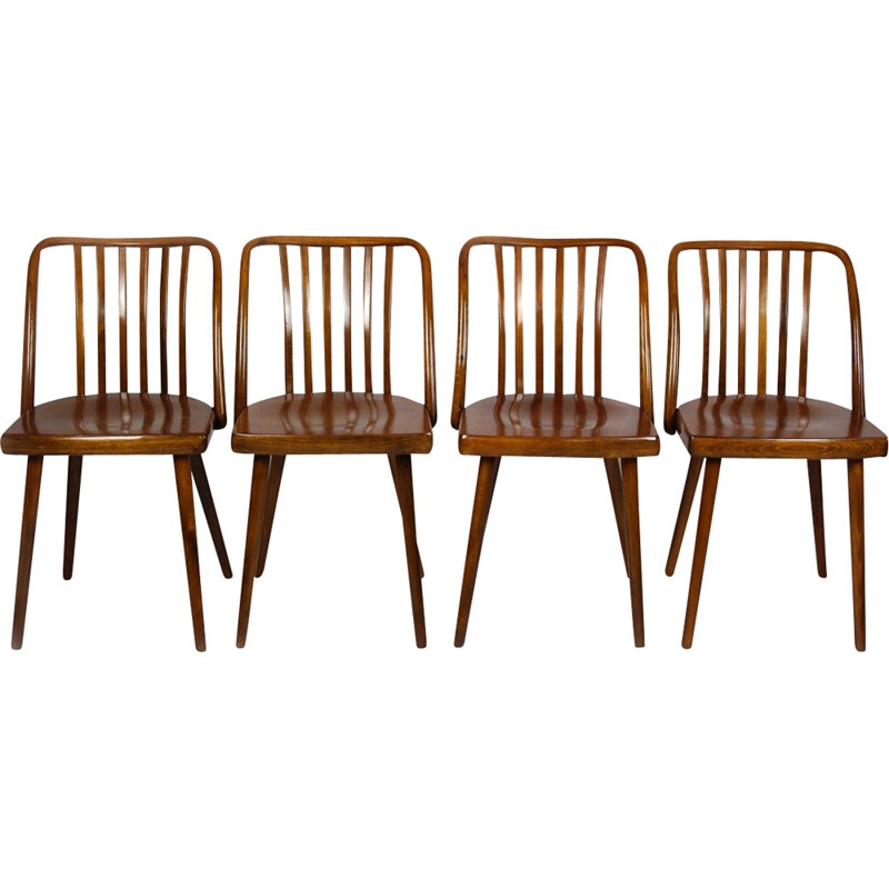 Set of 4 vintage Czech Wooden Chairs from Thonet - 1960s