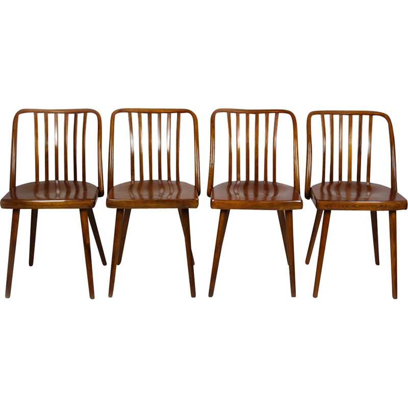 Suite de 4 Chaises en bois vintage par Thonet - 1960