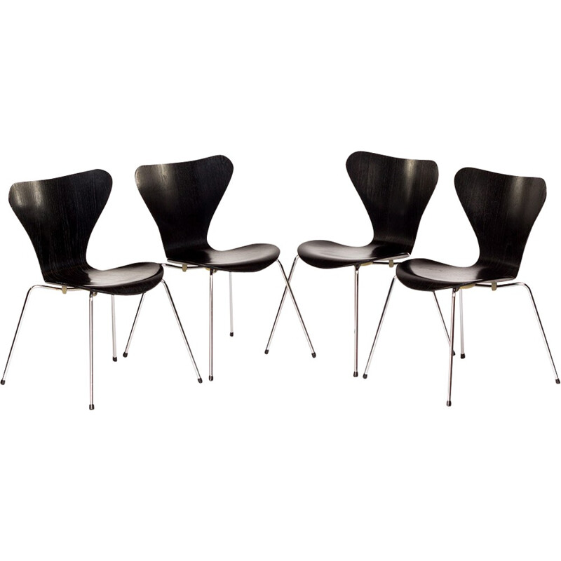 Set of 4 vintage butterfly 3107 chairs by Arne Jacobsen for Fritz Hansen - 1980s