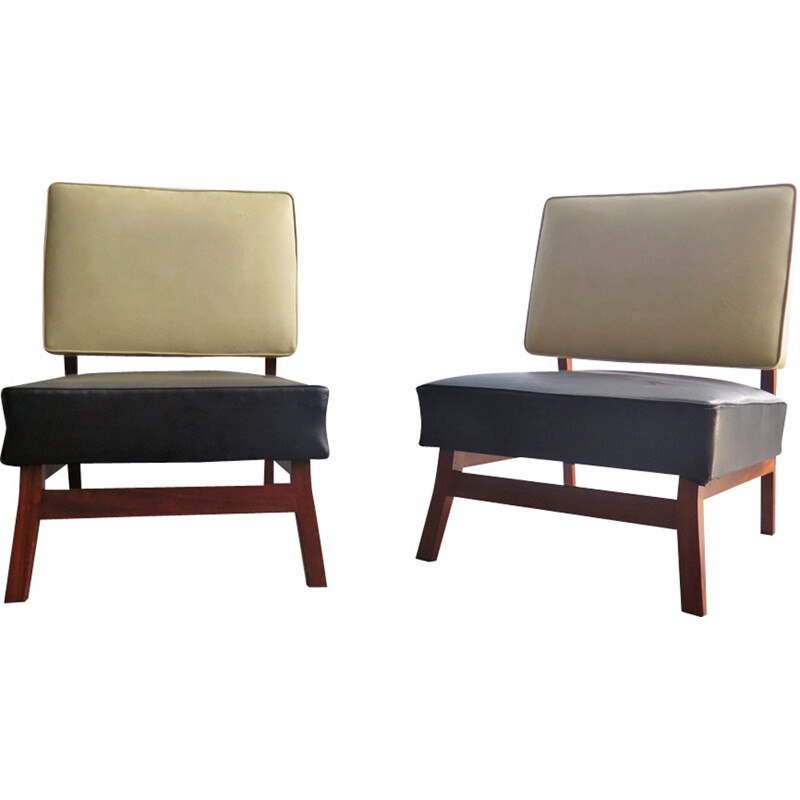 Vintage Bauhaus easy-chairs with upholstery - 1940s