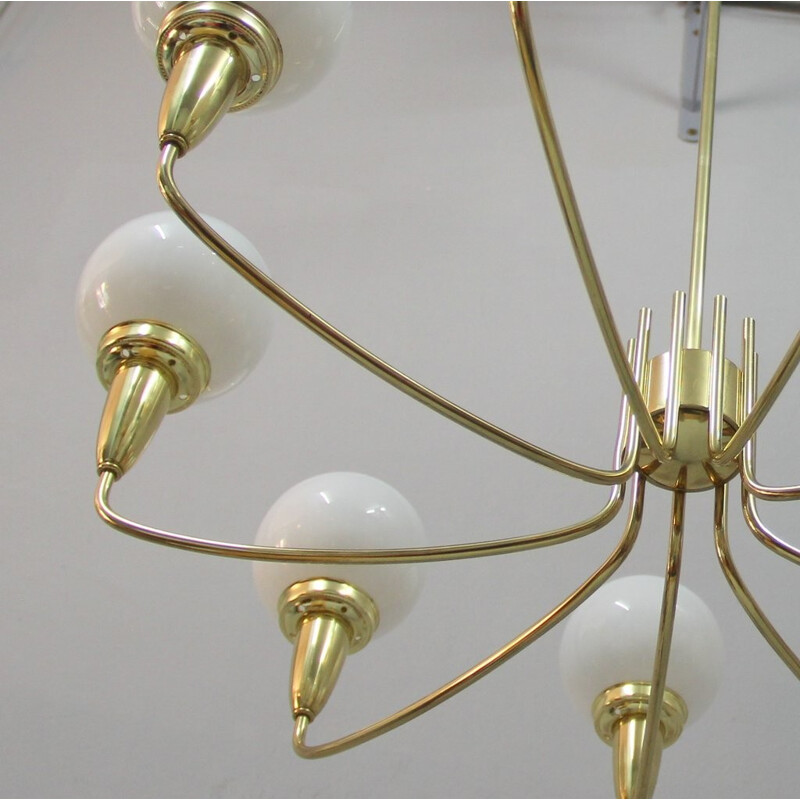 Large Metalarte vintage chandelier with 9 arms, Spain - 1950s