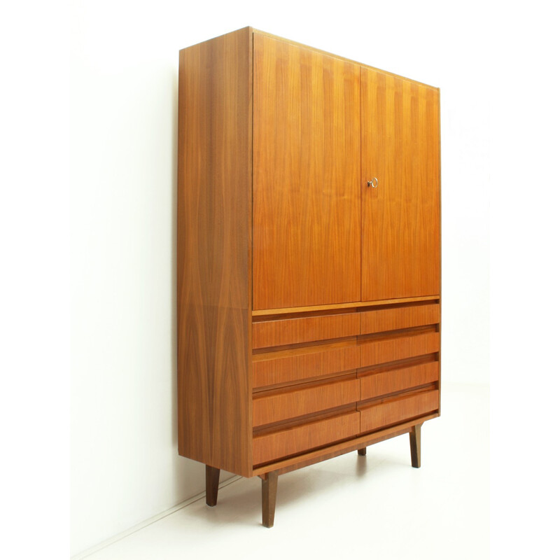 Armoire vintage en teck à 2 portes et 8 tiroirs - 1960