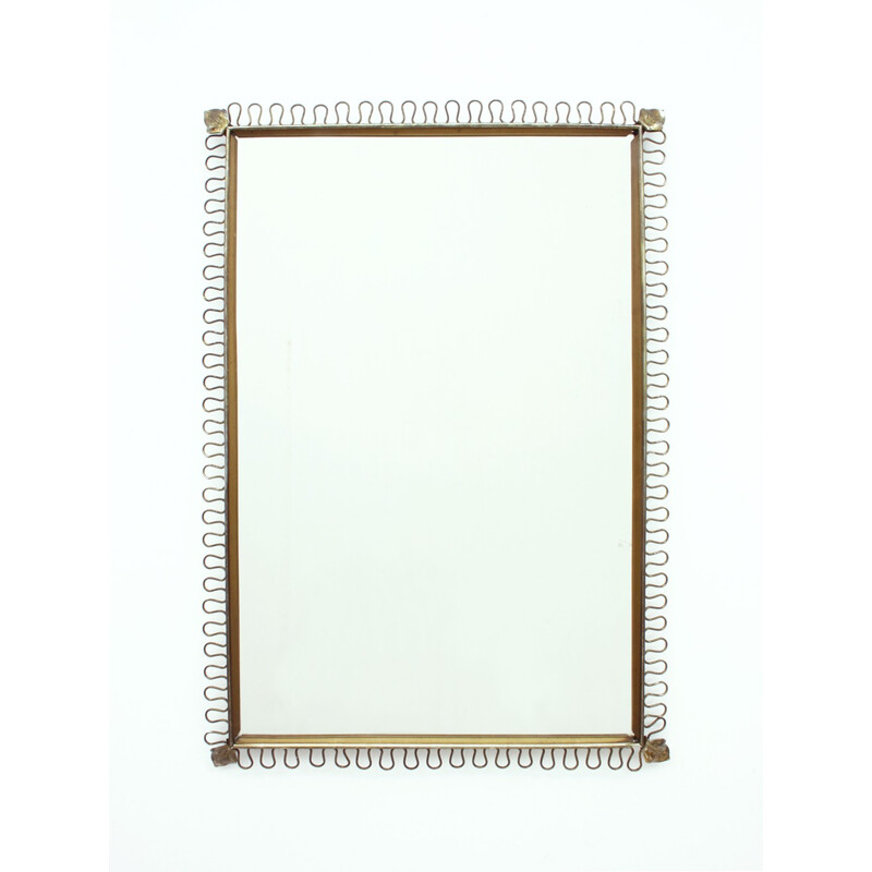 Vintage Belgian Brass Mirror - 1950s