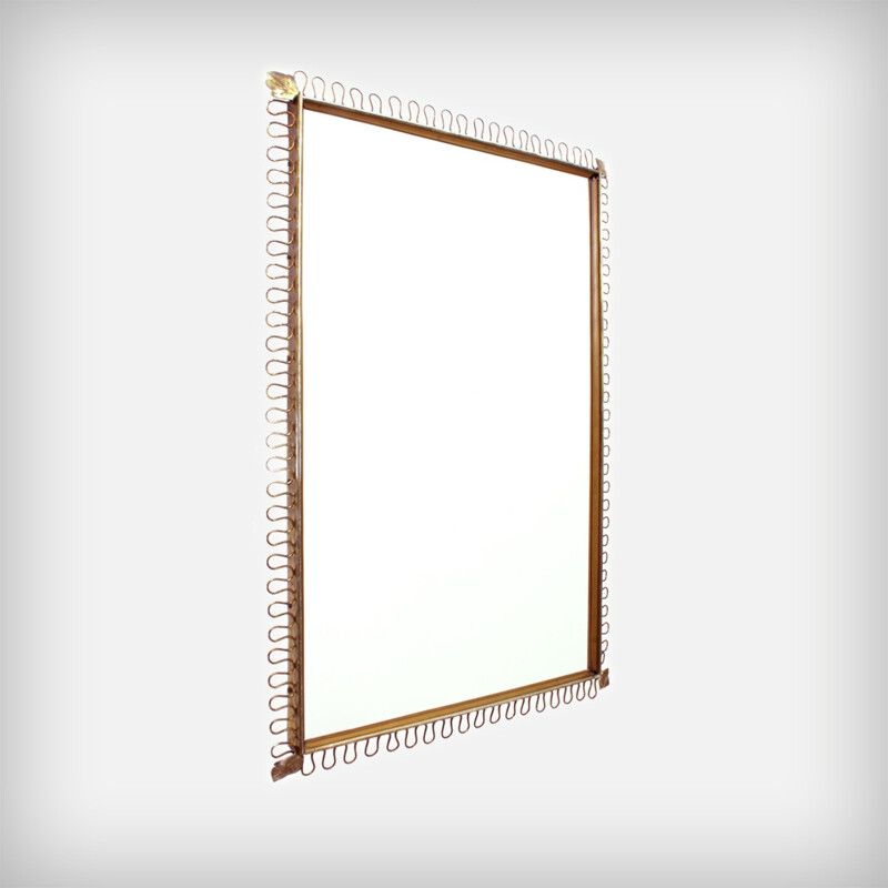 Vintage Belgian Brass Mirror - 1950s