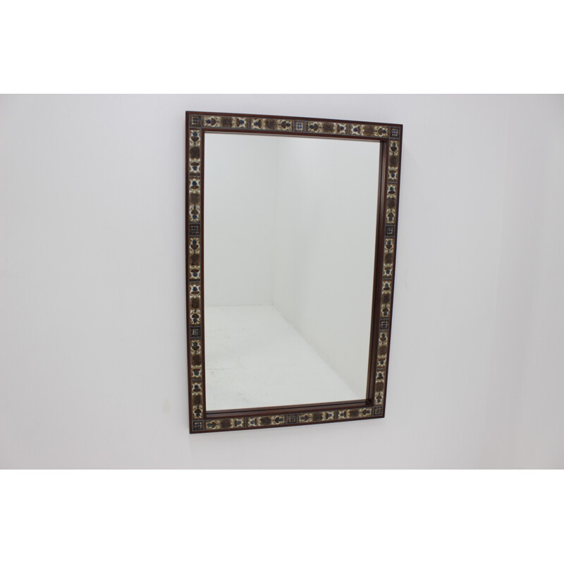 Haslev Rosewood and Tile Mirror by Royal Copenhagen - 1960s