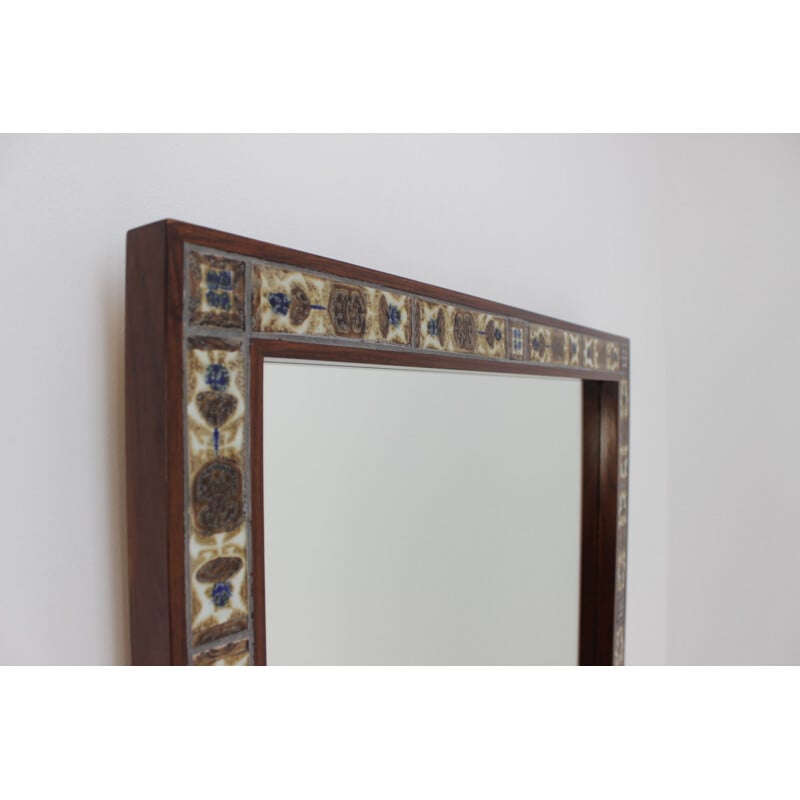 Haslev Rosewood and Tile Mirror by Royal Copenhagen - 1960s