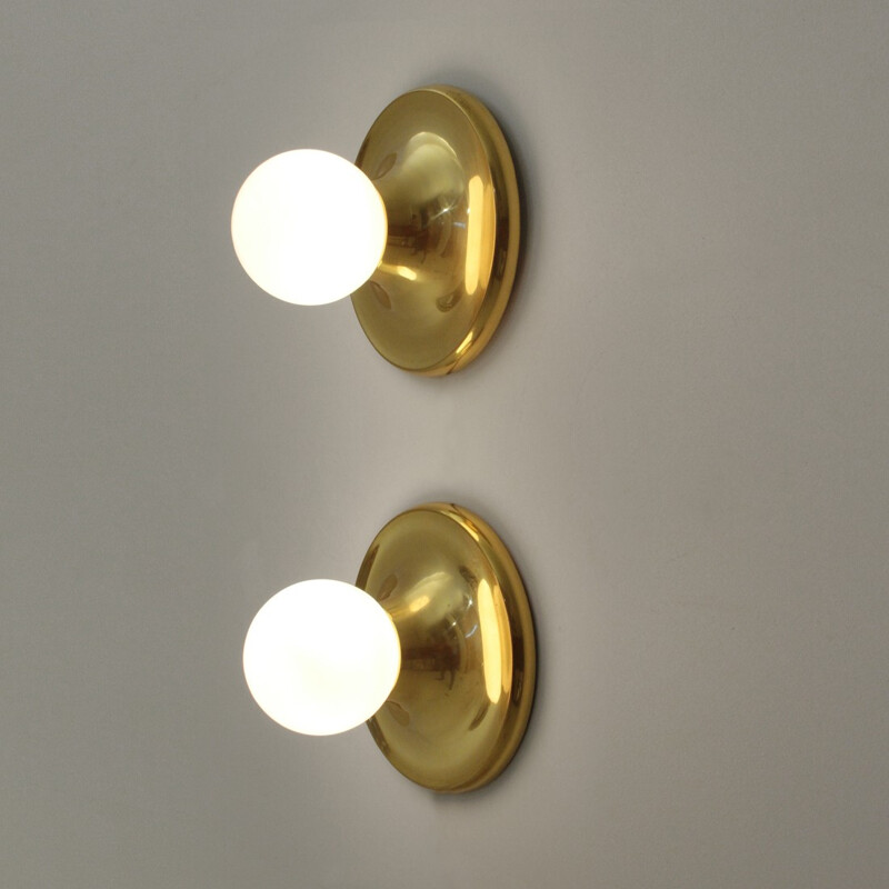 Set of 2 brass Light Ball applique by Achille e Pier Giacomo Castiglioni per Flos - 1960s