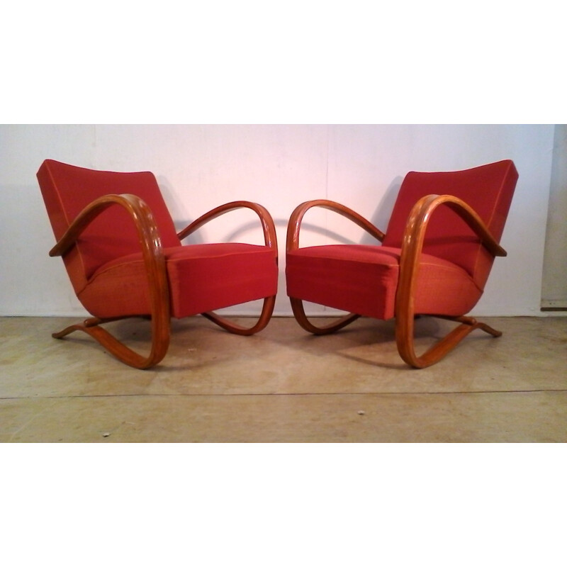 Set of 2 Vintage H269 Armchairs by Jindrich Halabala - 1930s