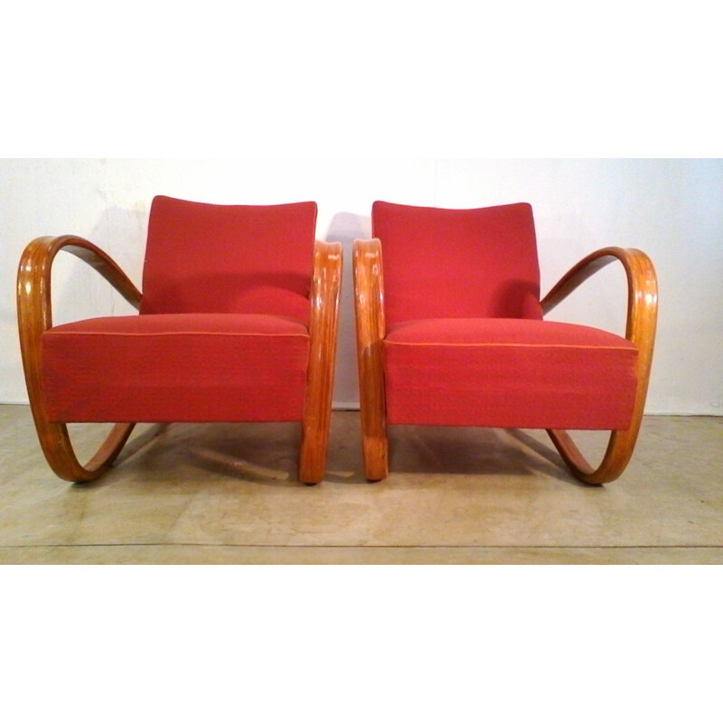 Suite de 2 fauteuils vintage H269 par Jindrich Halabala - 1930