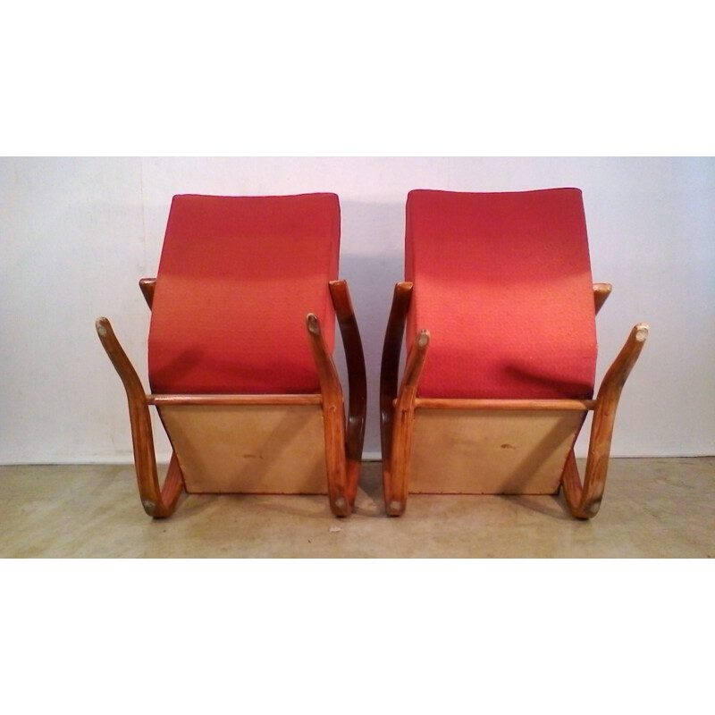 Suite de 2 fauteuils vintage H269 par Jindrich Halabala - 1930