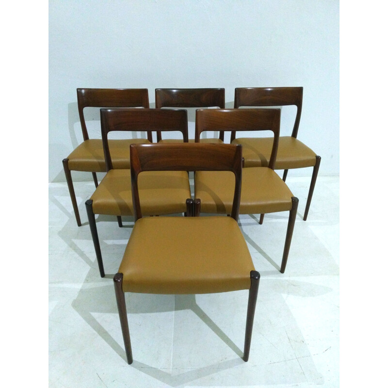 Suite de 6 chaises à repas en palissandre par Niels O. Møller for J.L. Møllers - 1960
