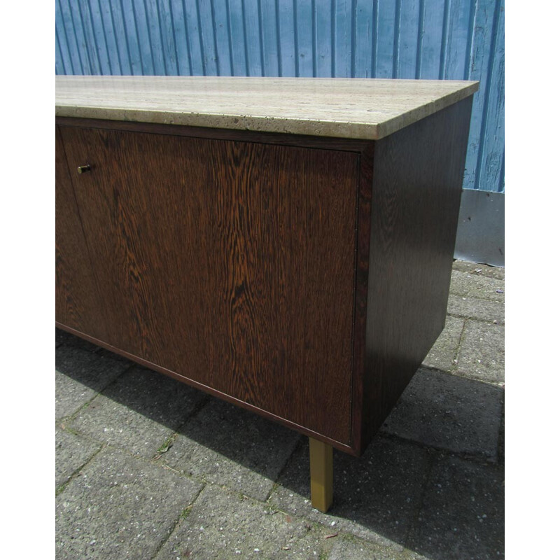 Vintage wengé, metal and travertine sideboard, Martin VISSER - 1960s