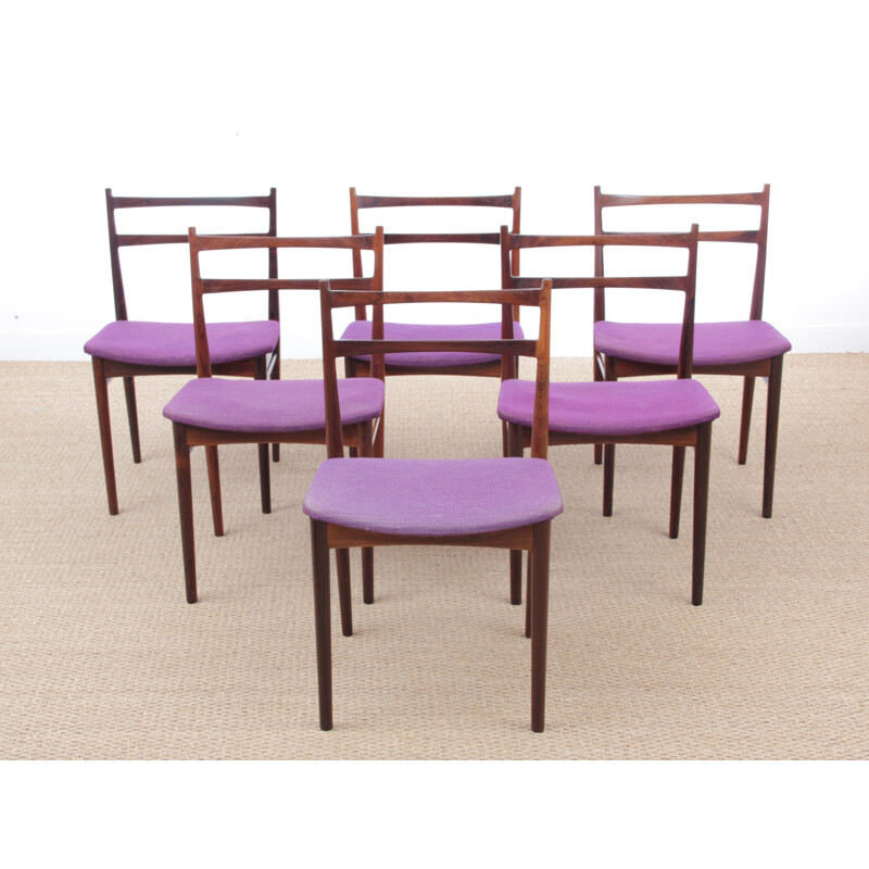 Suite de 4 chaises scandinaves vintage en palissandre de Rio - 1960