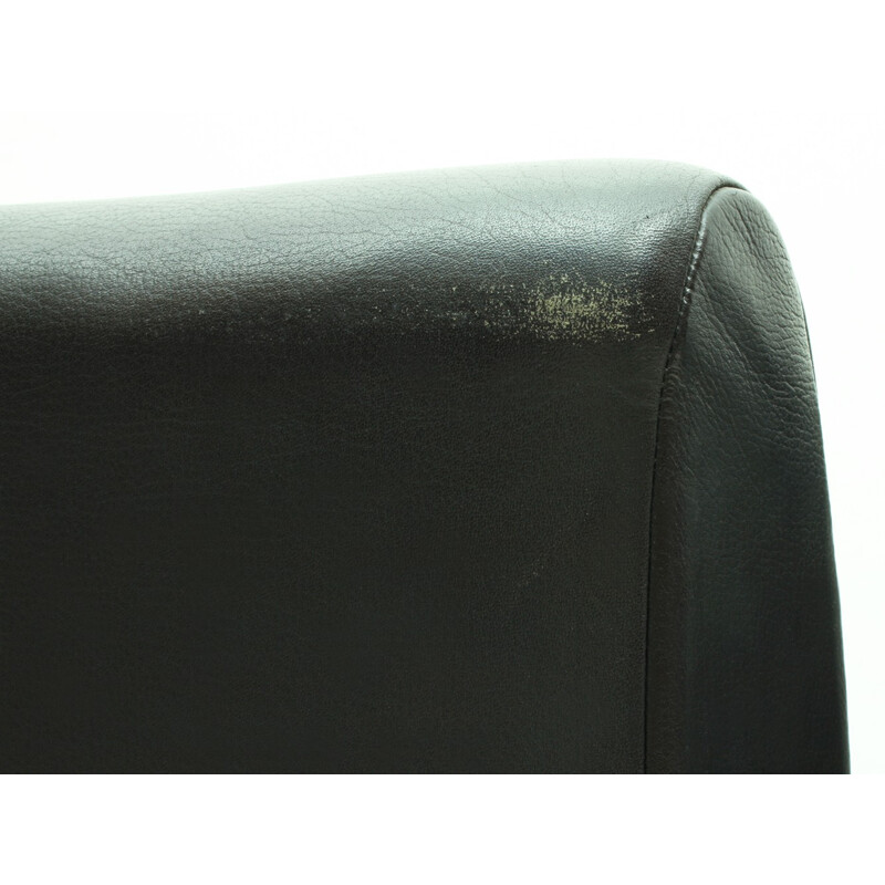 Canapé modulable vintage en cuir noir et chromé - 1970