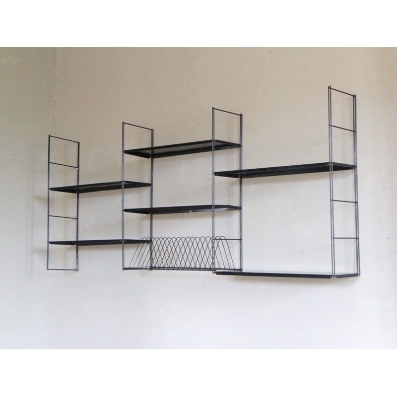 Vintage Black wired wall shelf - 1960s