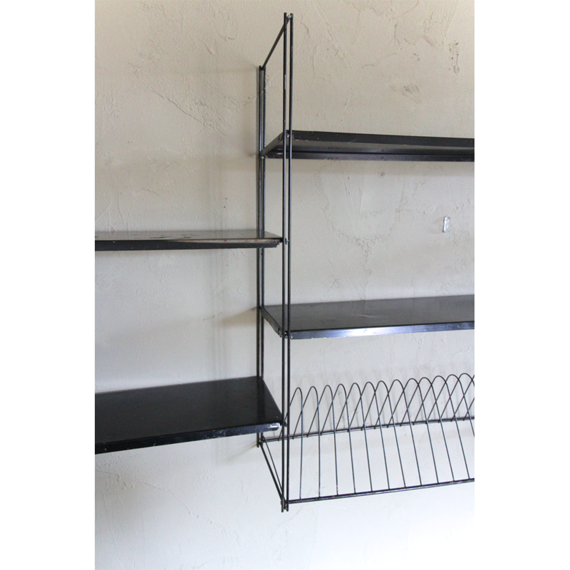 Vintage Black wired wall shelf - 1960s