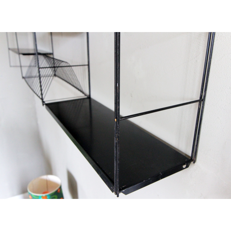 Vintage Black wired wall shelf - 1960s