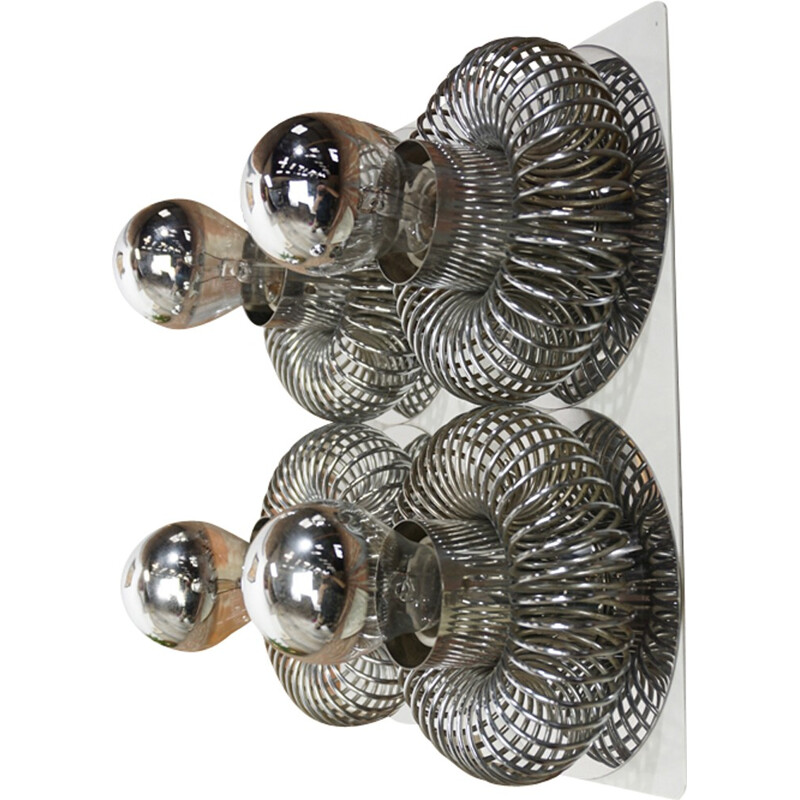 Set of 2 vintage wall lamps in metal by Andrea Lazzari for Morosini - 1960s