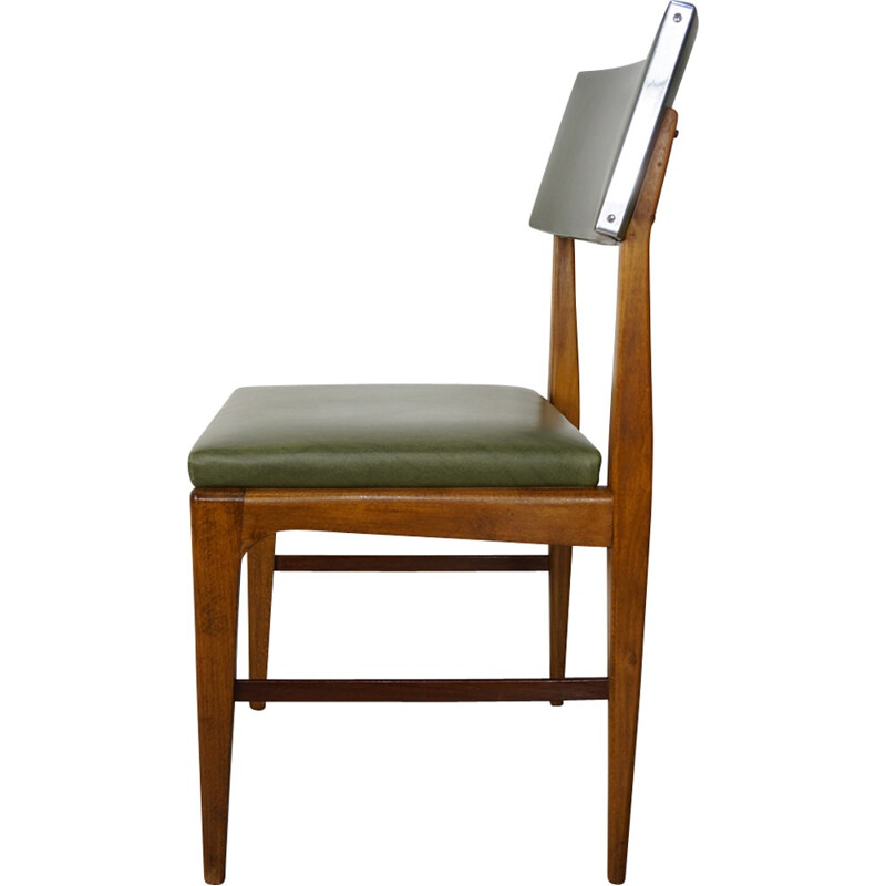 Vintage kaki green chair in teak - 1950s