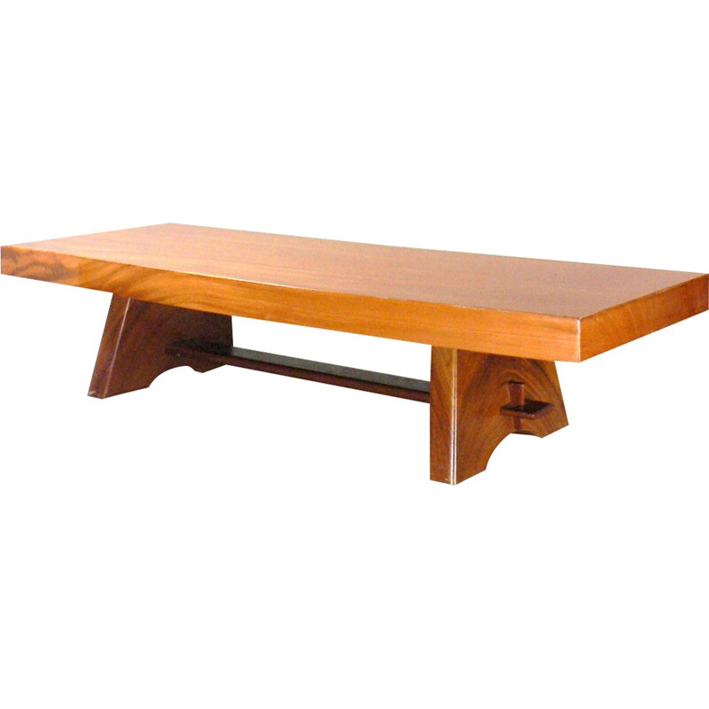 Table basse vintage en bois massif - 1950