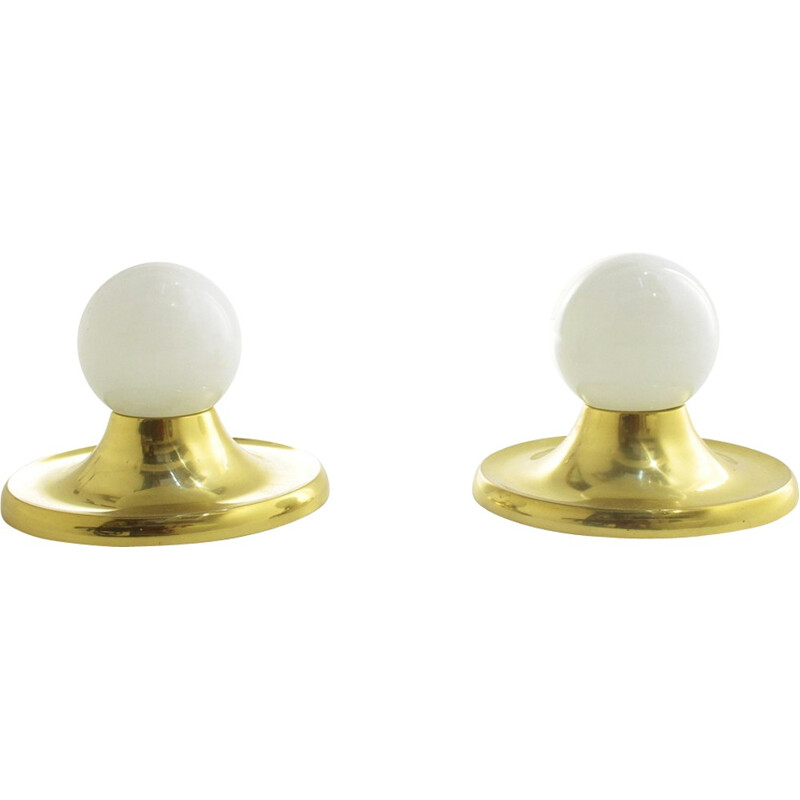 Set of 2 brass Light Ball applique by Achille e Pier Giacomo Castiglioni per Flos - 1960s