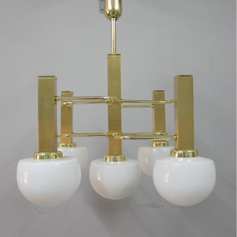 Vintage brass chandelier, Italy - 1970s