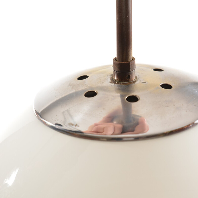 White "Ball" Ceiling Light in Chrome - 1930s