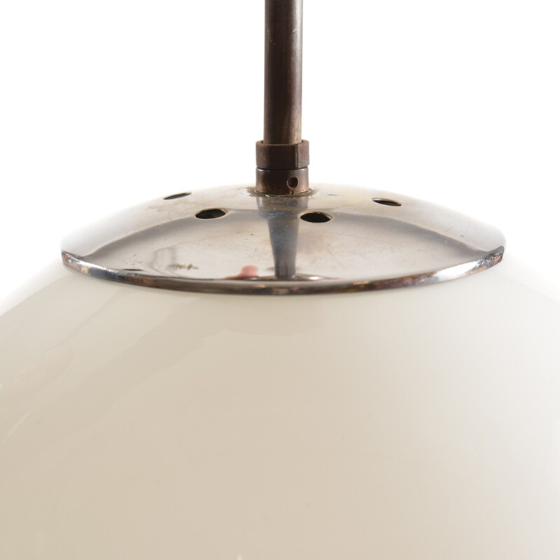 White "Ball" Ceiling Light in Chrome - 1930s