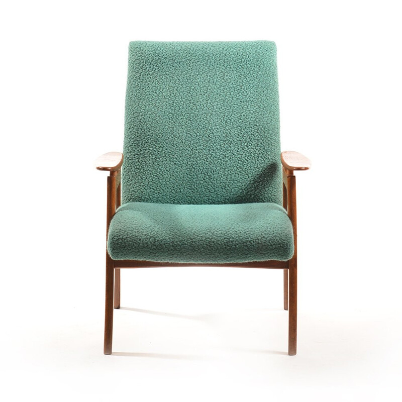 Vintage green Armchair by Ton - 1960s