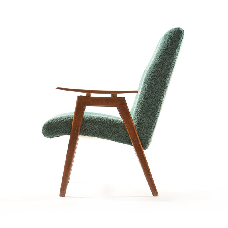 Vintage green Armchair by Ton - 1960s