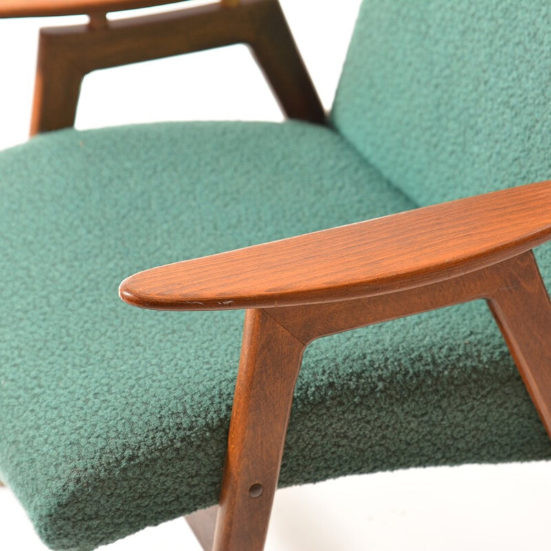 Vintage green Armchair by Ton - 1960s