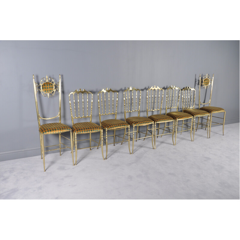 Set of 8 Chiavari Chairs in Brass - 1950s