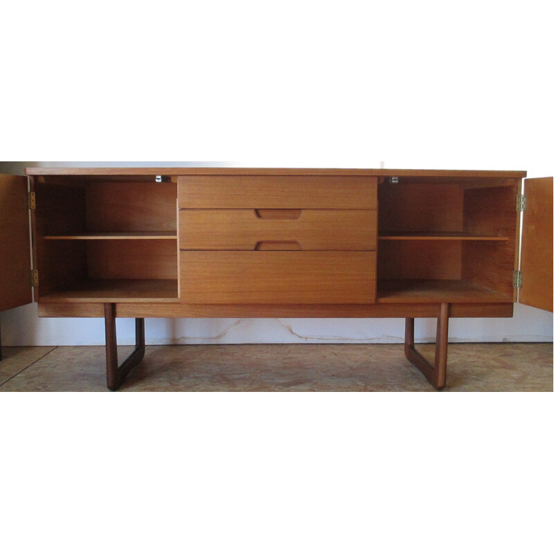 Small vintage sideboard in light wood by G. Hoffstead for Uniflex international - 1960s