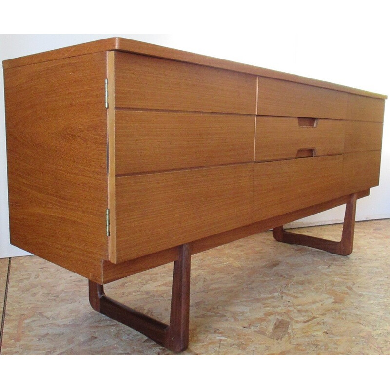 Small vintage sideboard in light wood by G. Hoffstead for Uniflex international - 1960s