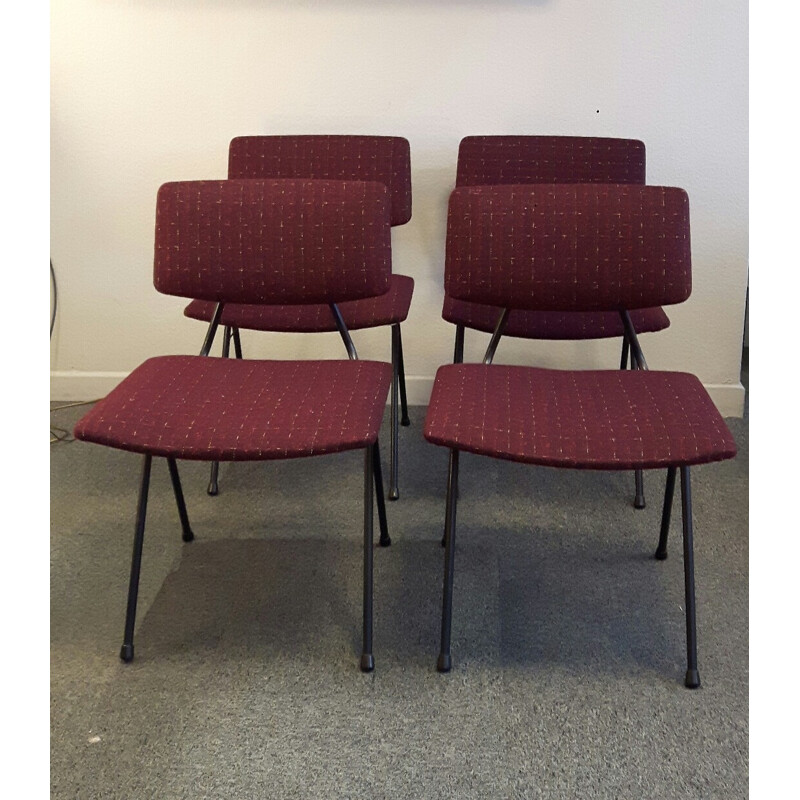 Set of 4 "Compas" chairs by Pierre Guariche for Huchets-Minvielle - 1950s