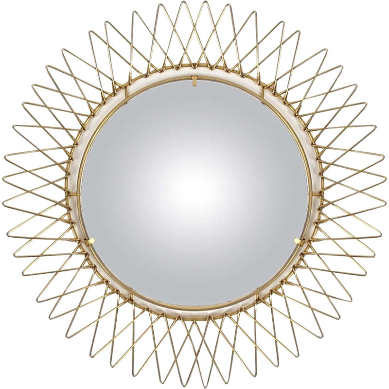 Miroir vintage convexe en laiton articulé - 1950