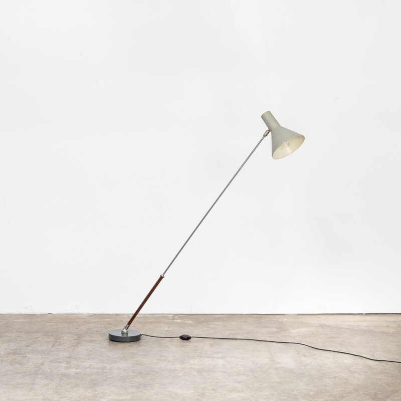 Vintage bendable floorlamp in leather, chrome and metal - 1960s