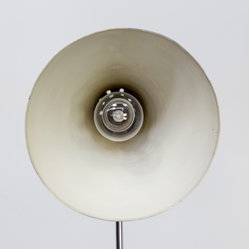 Lampadaire vintage pliable en cuir, chrome et métal - 1960