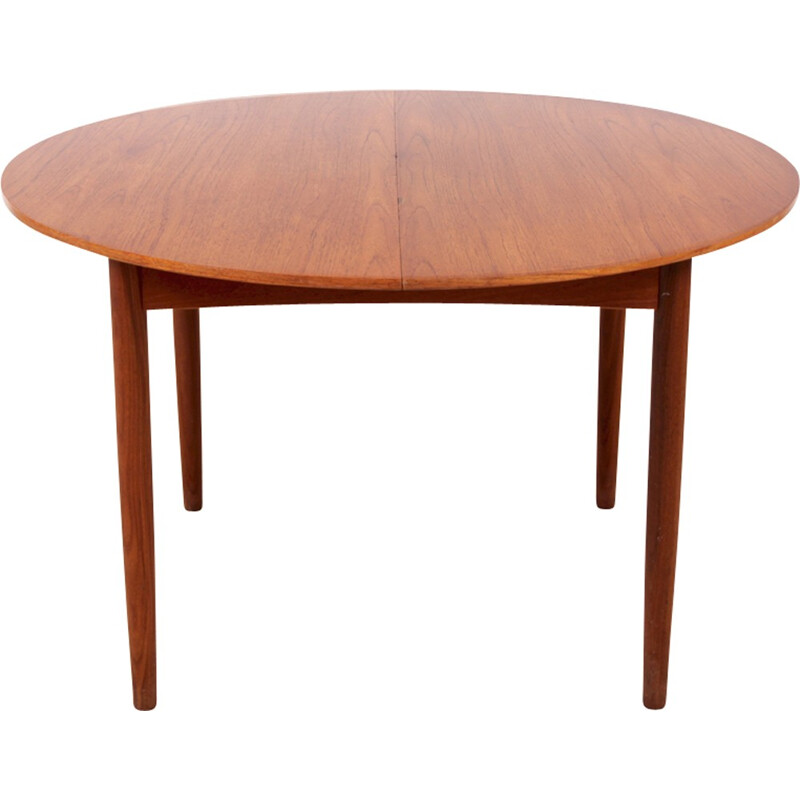 Scandinavian round teak dining table with 2 extensions 410 people