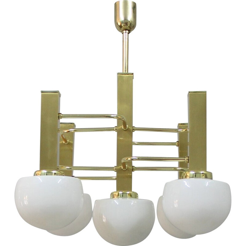Vintage brass chandelier, Italy - 1970s