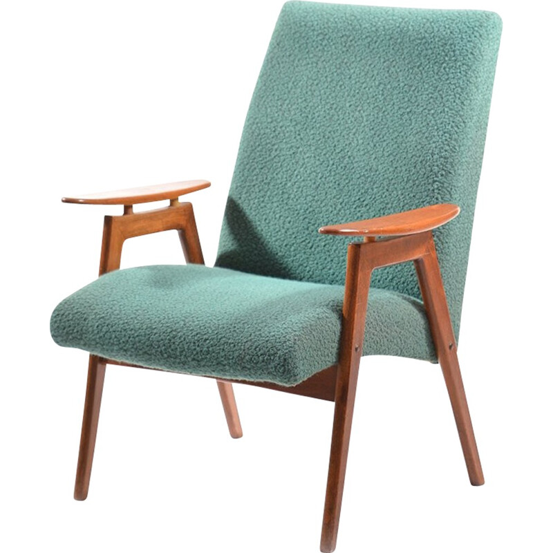 Vintage green Armchair by Ton - 1960s