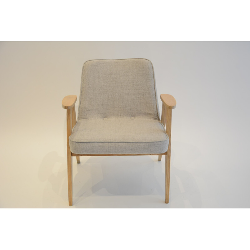 Fauteuil vintage "366" en gris clair par J. Cherowski - 1960