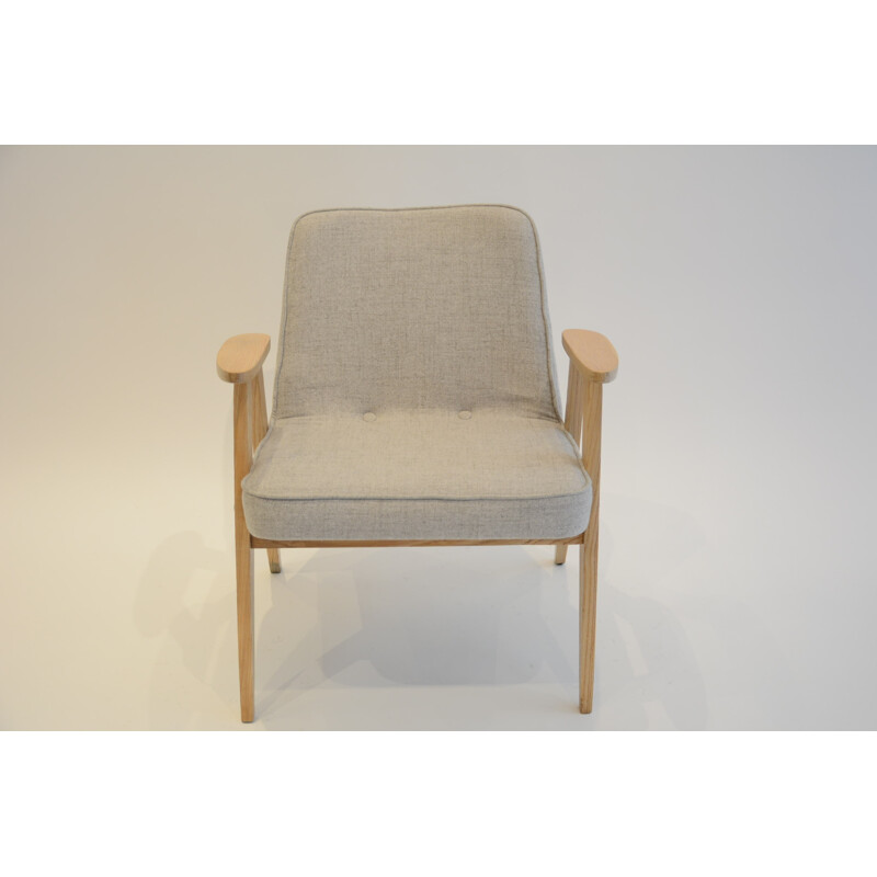 Vintage armchair "366" in light gray by J. Cherowski - 1960s