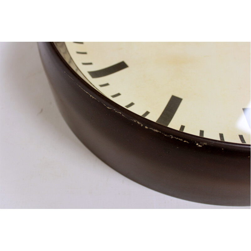 Vintage large bakelite railway clock by Pragotron - 1950s