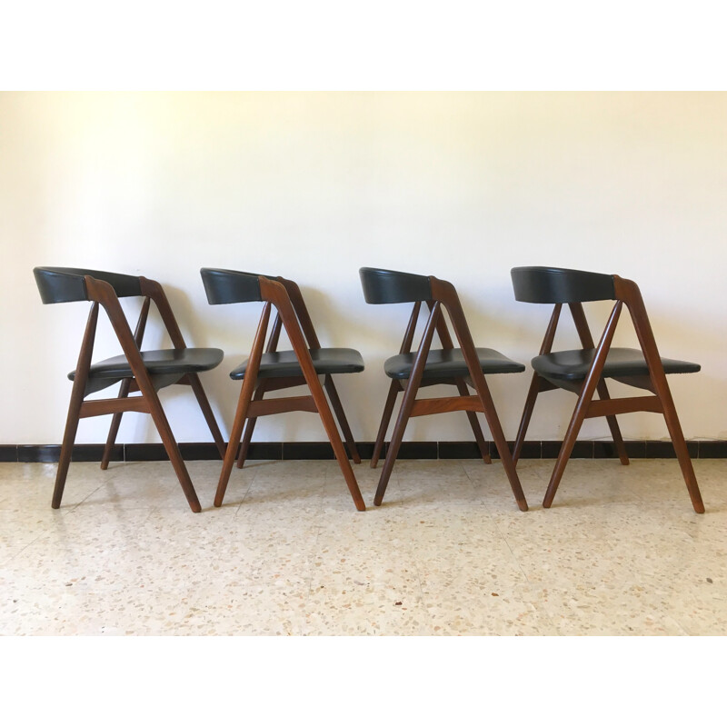 Vintage set of 4 teak chairs by Thomas Harlev for Farstrup - 1950s