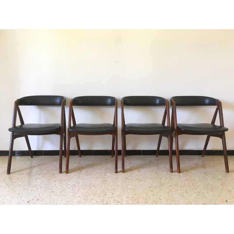 Vintage set of 4 teak chairs by Thomas Harlev for Farstrup - 1950s