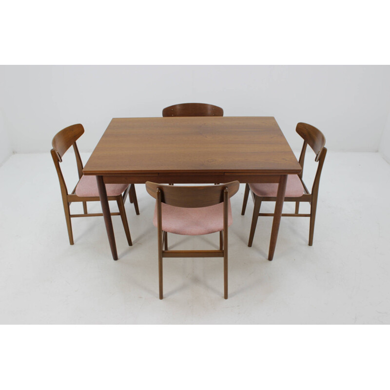 Vintage teakwood and teak veneer extendable table - 1960s