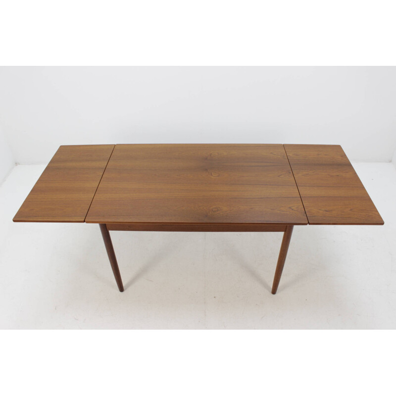 Vintage teakwood and teak veneer extendable table - 1960s