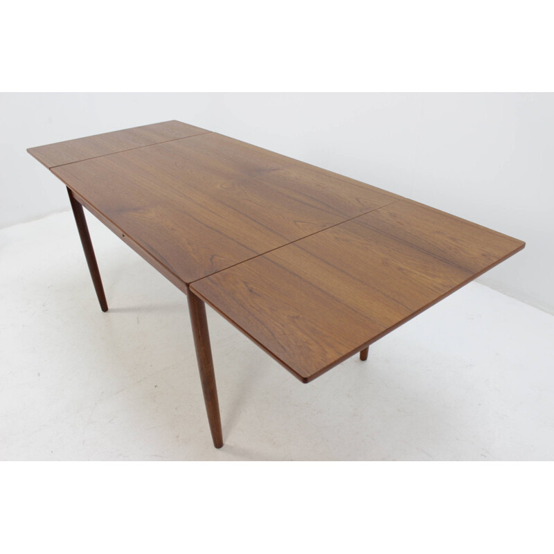 Vintage teakwood and teak veneer extendable table - 1960s